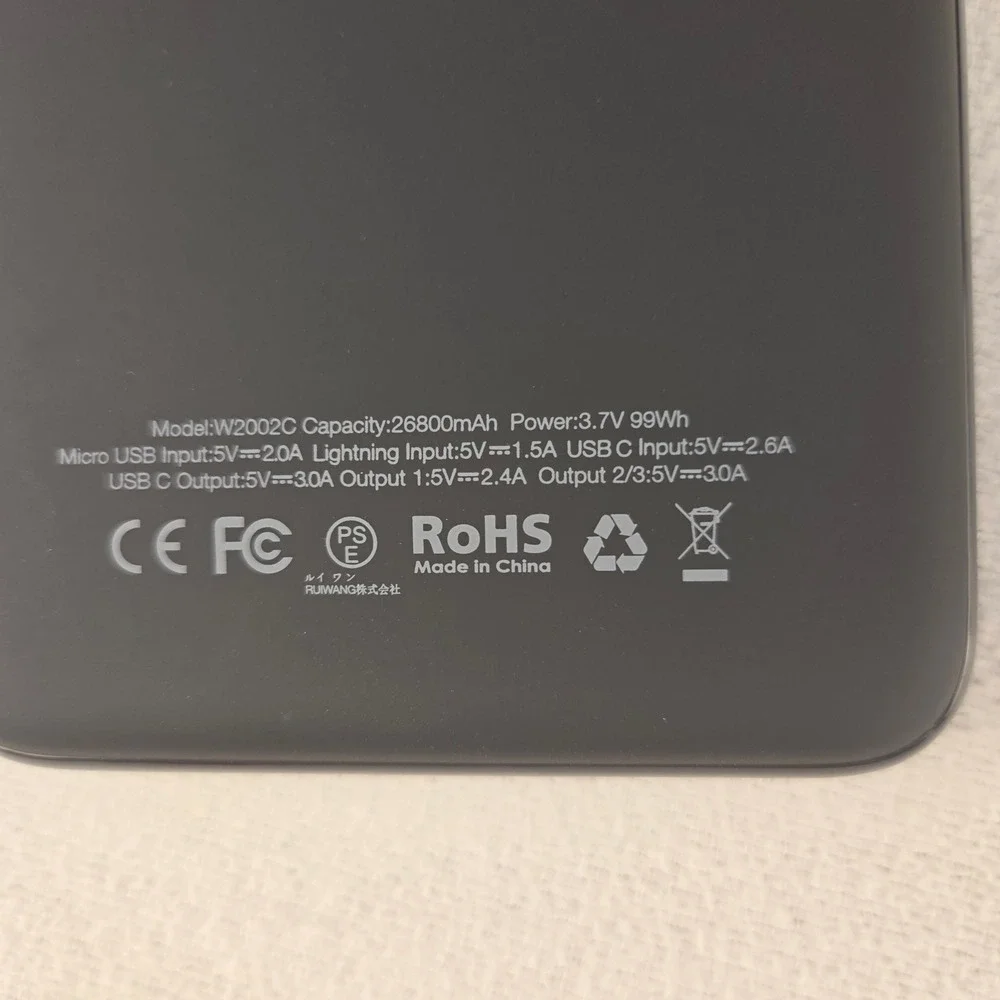 Charmast 26800mAh Portable Charger Power Bank W2002C USB-C 3 Outputs Black